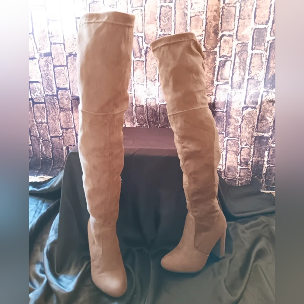 Knee High Taupe Suede Boots